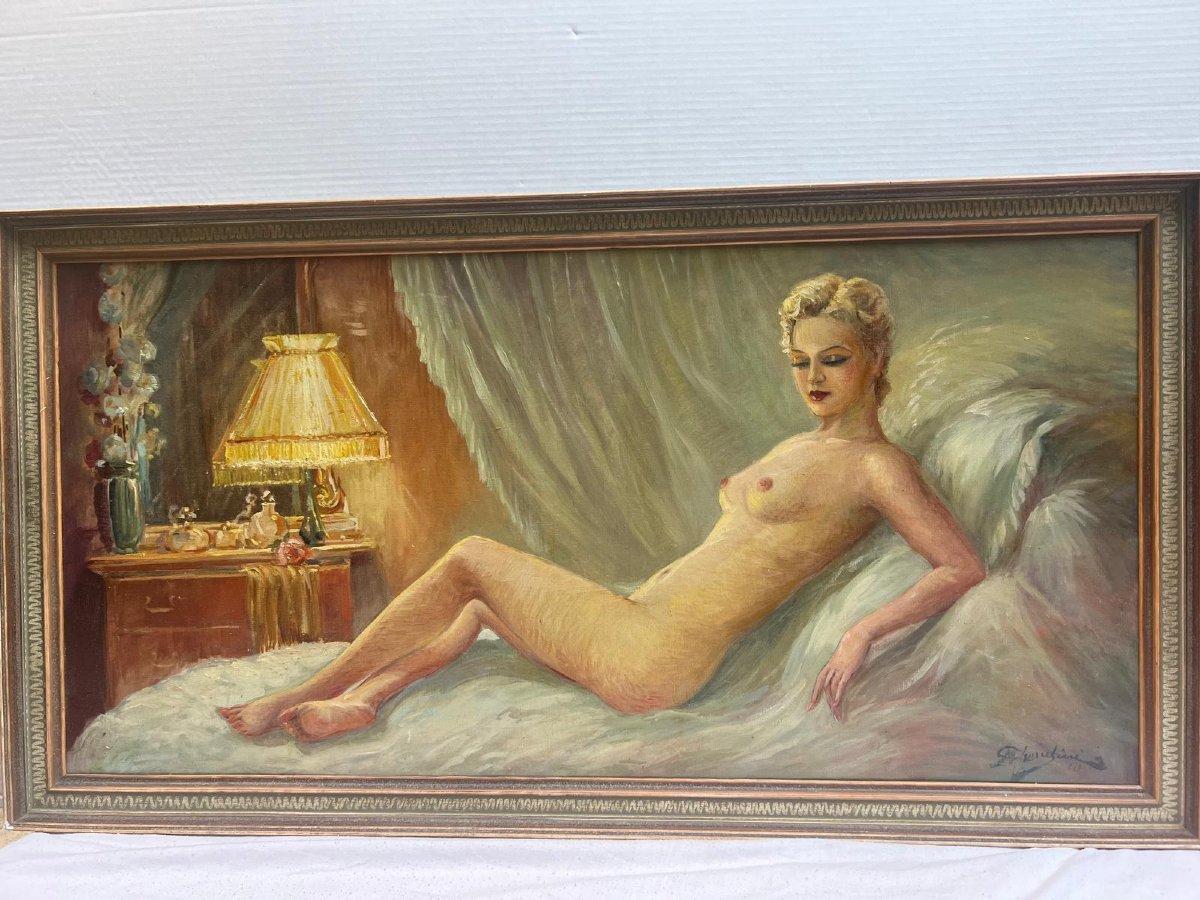 Tableau  Femme Nu Signé  Carlos  Cherubini  1897-1978  20 ème Huile sur toile 