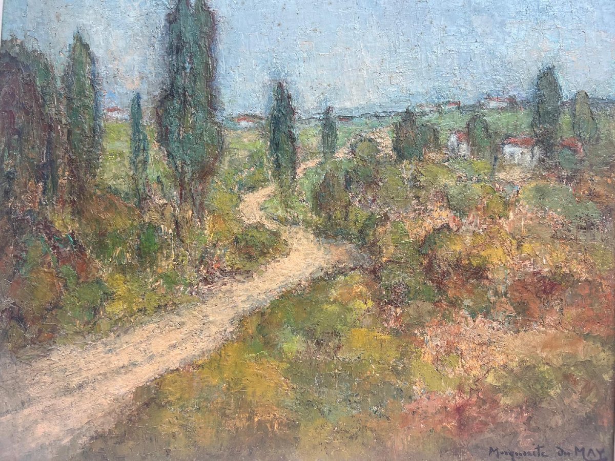 Painting  Landscape  Signed  Marguerite  Du  May,  Oil On Canvas. -photo-1