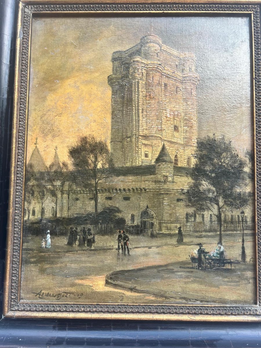 Tableau  Place  de  Vincenne  Signé  Lesbroussart, Huile sur toile. -photo-3