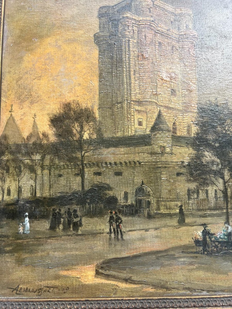 Tableau  Place  de  Vincenne  Signé  Lesbroussart, Huile sur toile. -photo-4