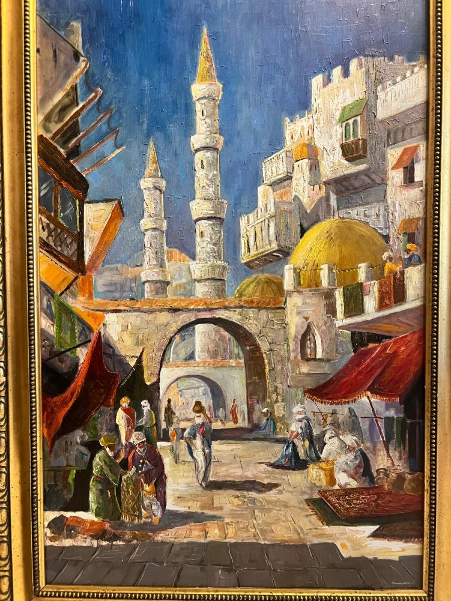 Painting  Scene  Orientalist  20th Century  Oil On Canvas. -photo-2