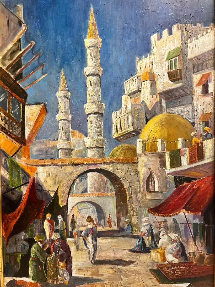 Painting  Scene  Orientalist  20th Century  Oil On Canvas. -photo-4
