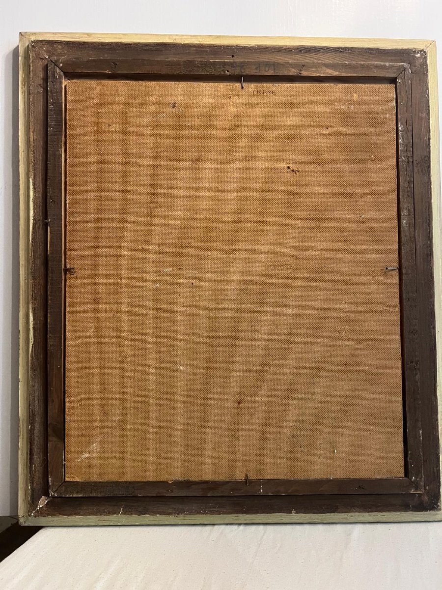 Tableau Rue animée à Paris Signé Illisible 1935 Huile sur bois. -photo-1