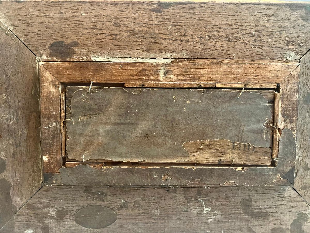 Tableau  Paysage Lacuste Monogramme bas Droite  G. J.  Huile sur bois. -photo-1