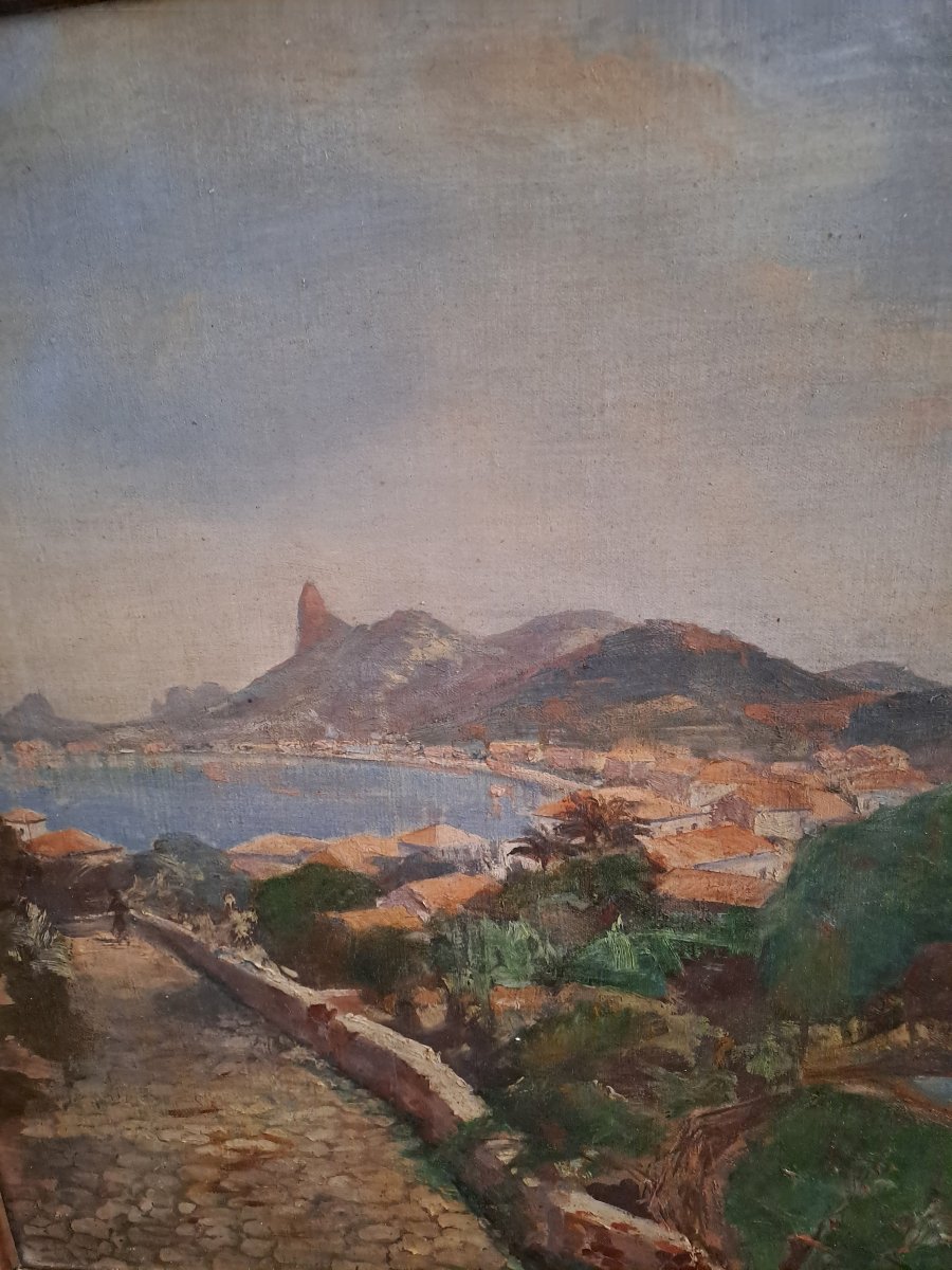 Tableau  Paysage  Signé  Gustavo  Dall ' Ara  1865 Venise 1923 1923, Rio de Janeiro . -photo-3