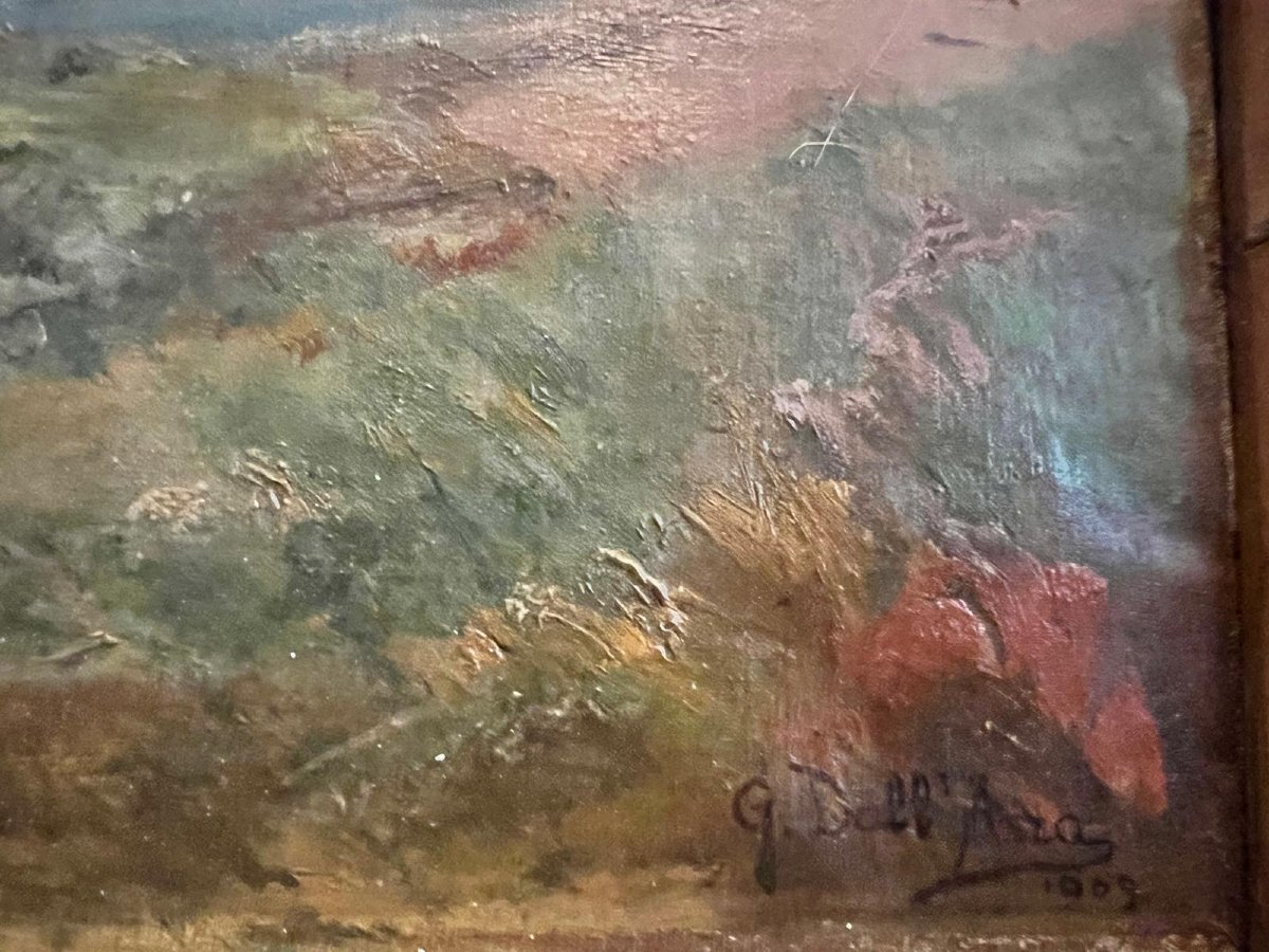 Tableau  Paysage  Signé  Gustavo  Dall ' Ara  1865 Venise 1923 1923, Rio de Janeiro . -photo-4