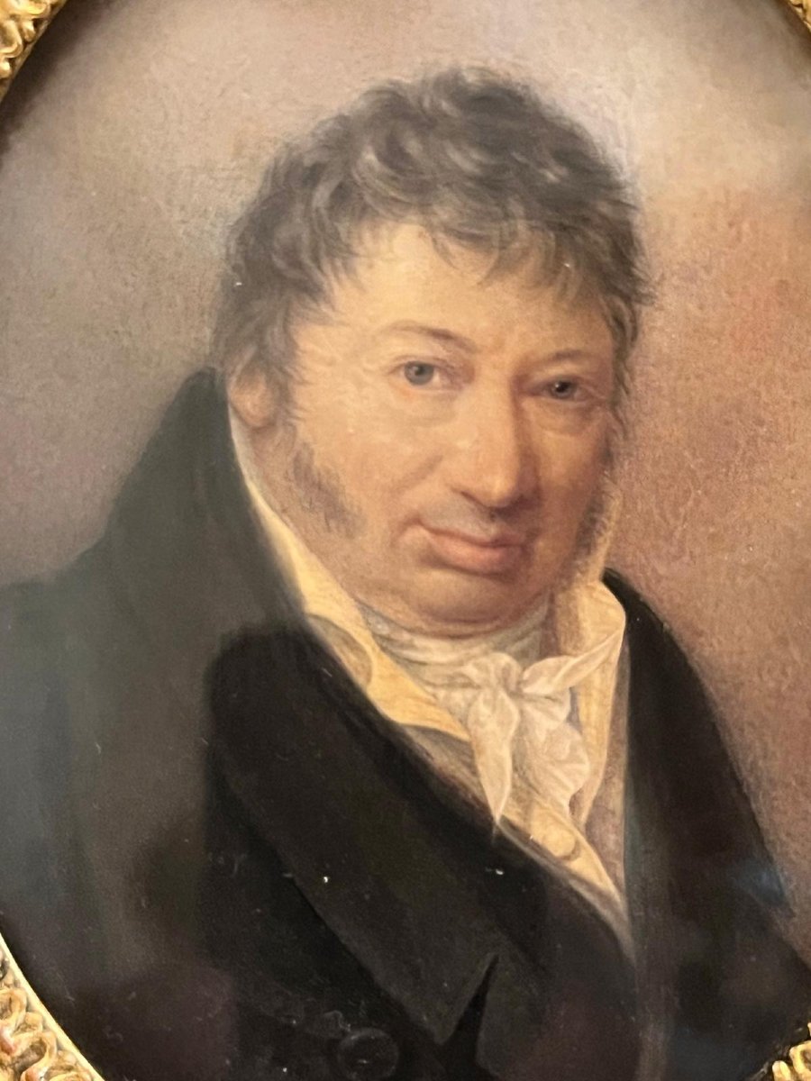 Painting: Portrait Of A Man, Miniature, 19th Century, By Johann Heinrich Meynier (1764–1825). -photo-2