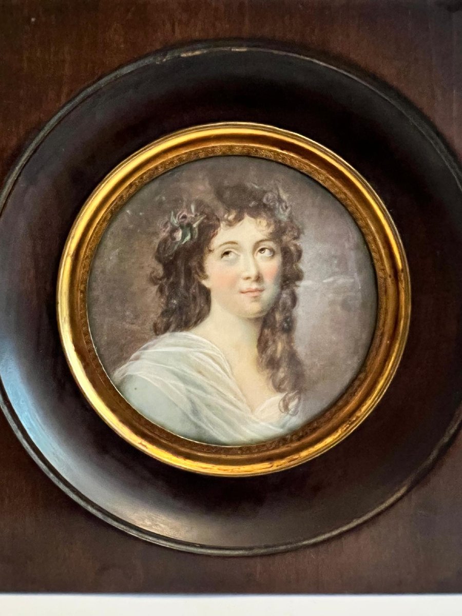 19th-century Miniature Portrait Of A Young Woman On Ivory. -photo-4
