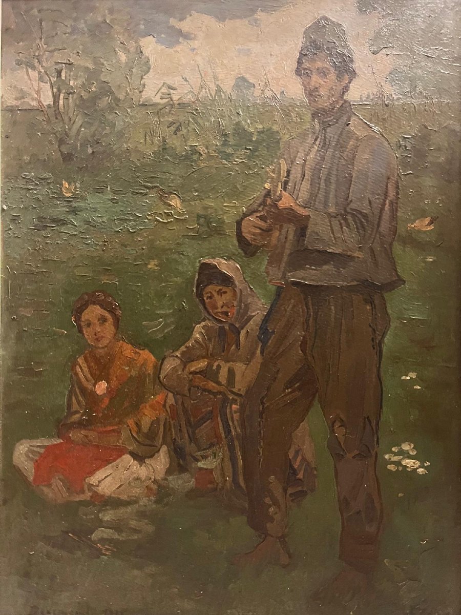 Painting: *rest In Music* By Eber Sãndor (1909–1985), Oil On Cardboard. -photo-3
