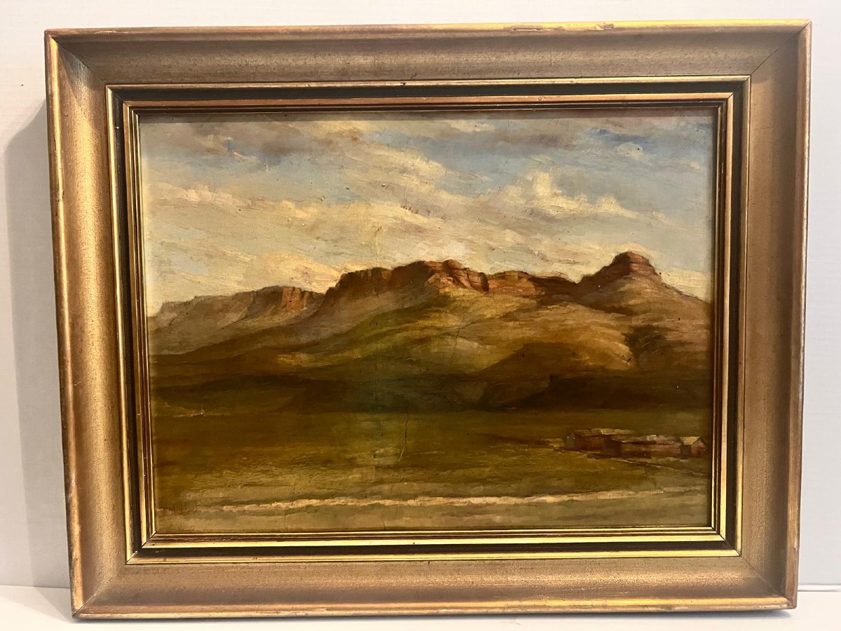 Tableau vue sur le camps des Prisonniers de Guerre à Trinidad Colorado Signé Peter Gartmann. -photo-4
