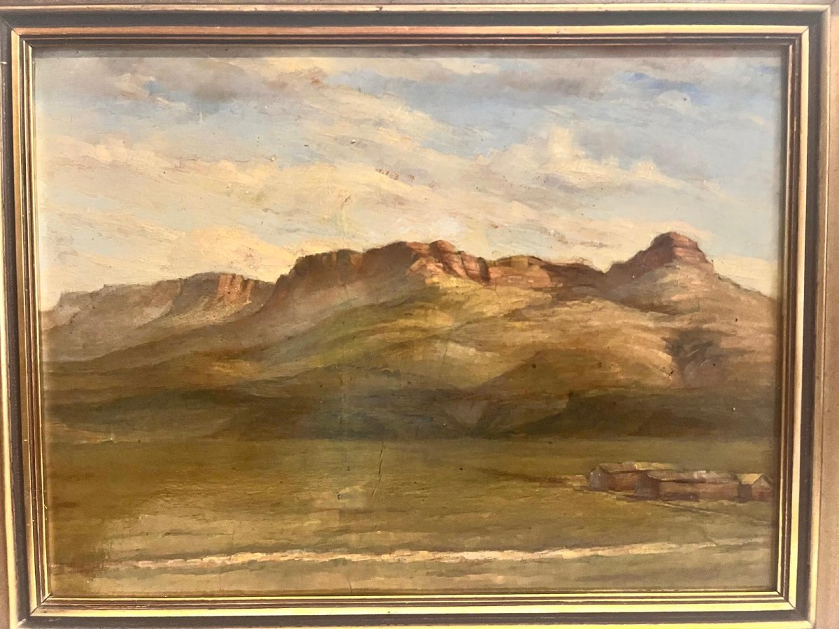 Tableau vue sur le camps des Prisonniers de Guerre à Trinidad Colorado Signé Peter Gartmann. 