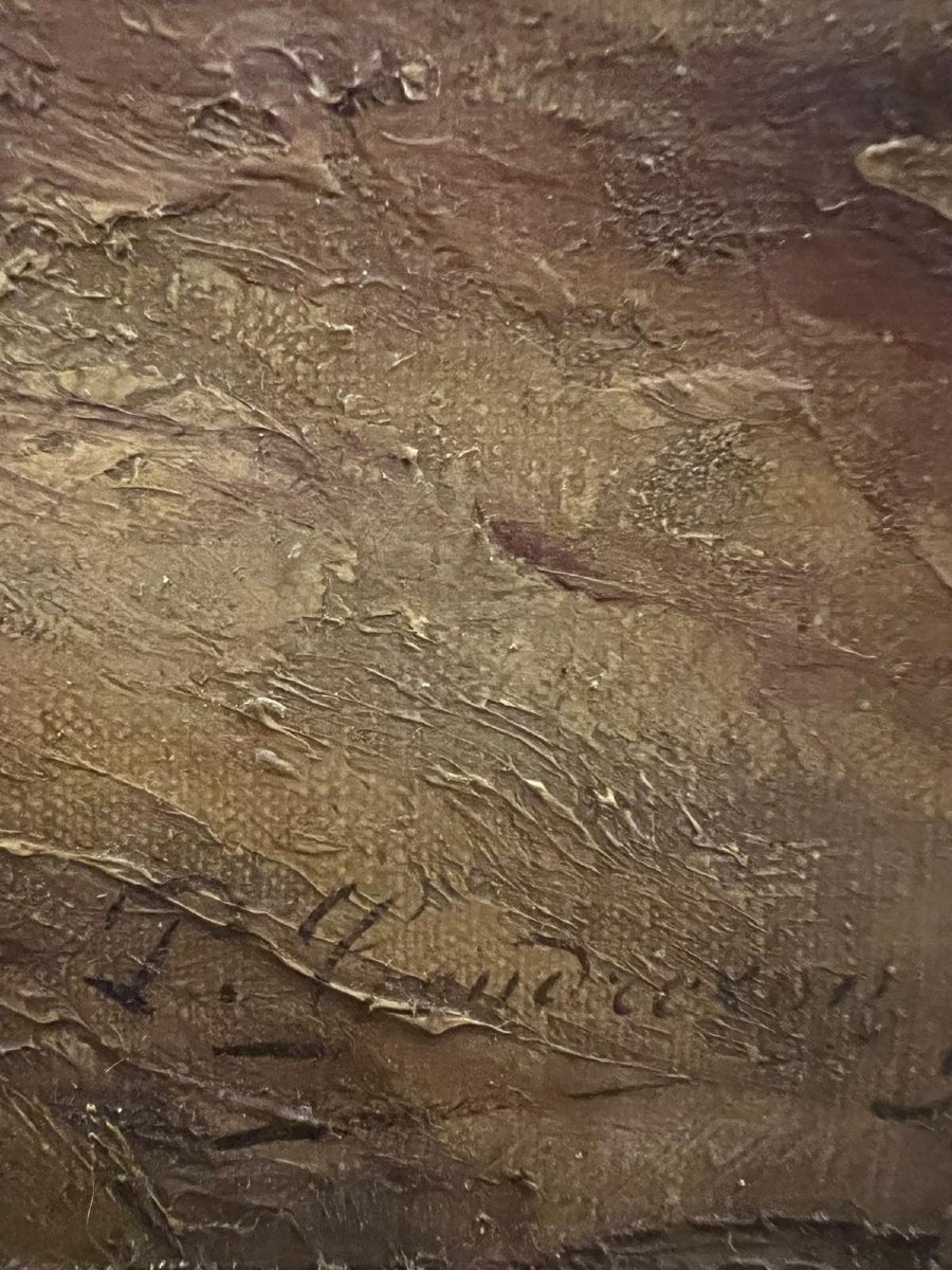Tableau  Paysage Rue de Village Signé Paul Gondrexon né au XlX   Huile sur toile. -photo-4
