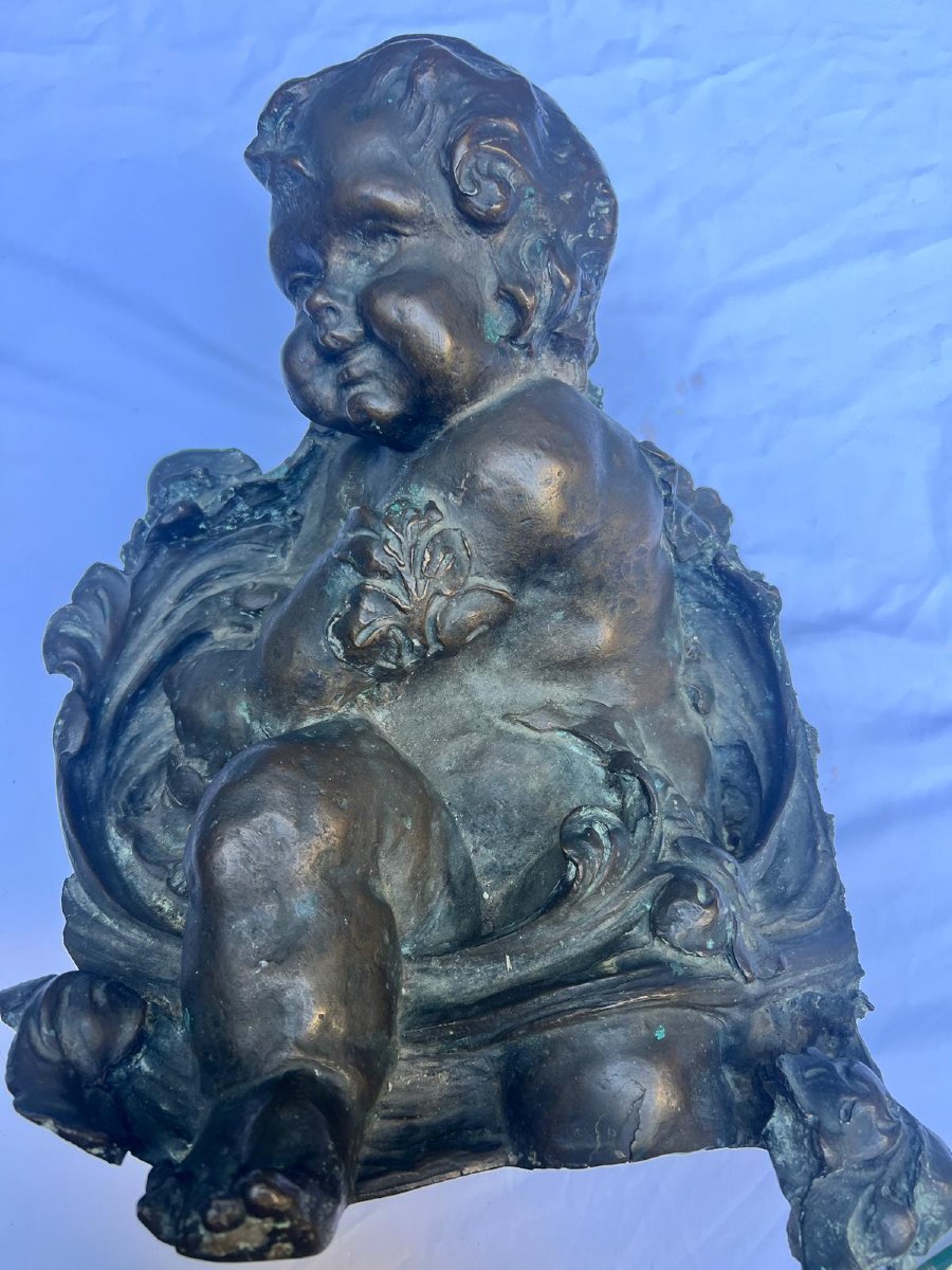 Pair Of Angers Bronze Candlesticks, 18th Century; Large: 43 X 35; Small: 43 X 33. -photo-3