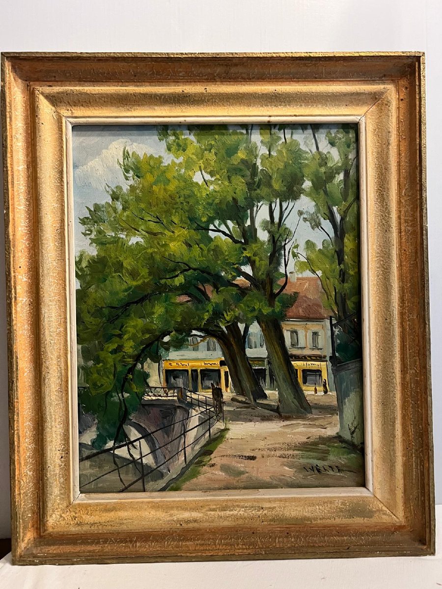 Tableau Paysage Signé Illisible Huile sur Toile 20 ème. 