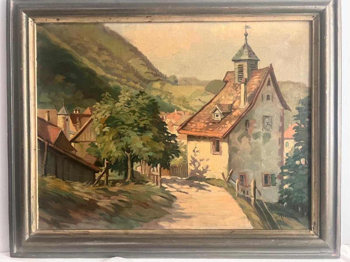 Tableau Paysage Alsacien Signé Joseph Kurtz 1892-1976 Huile sur toile. 