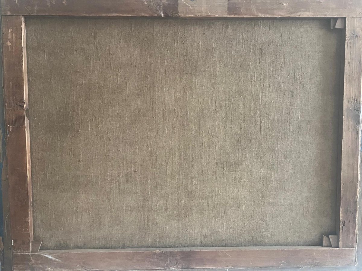 Tableau Paysage d'été Signé Illisible Fin  19 ème Huile sur toile. -photo-4