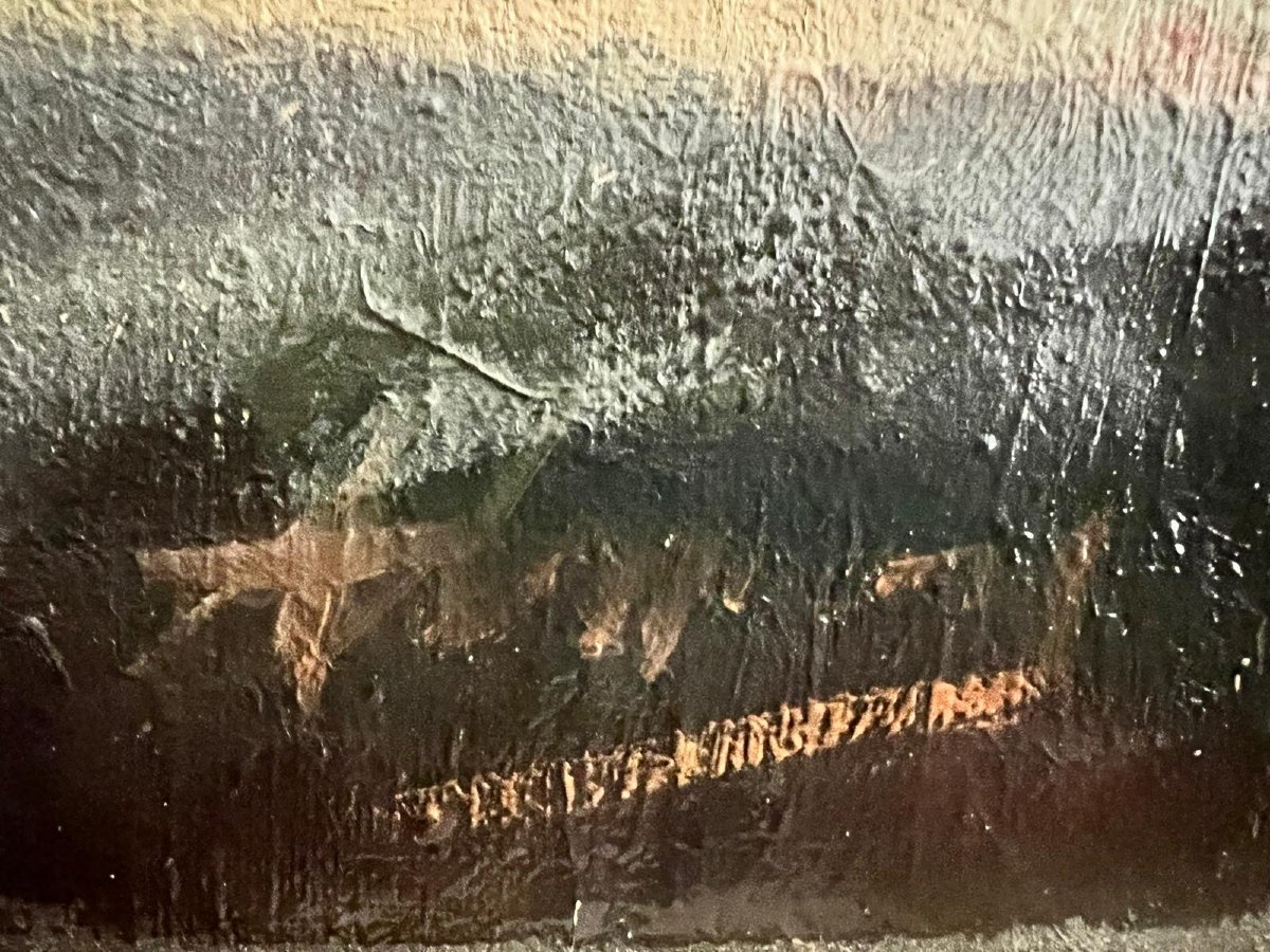 Tableau Paysage d'été Signé Illisible Fin  19 ème Huile sur toile. -photo-2