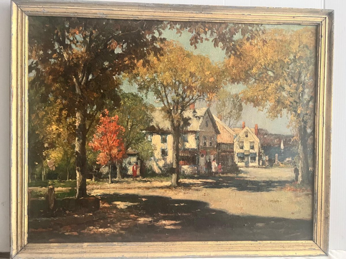 Tableau Paysage d'été Signé Illisible Fin  19 ème Huile sur toile. 