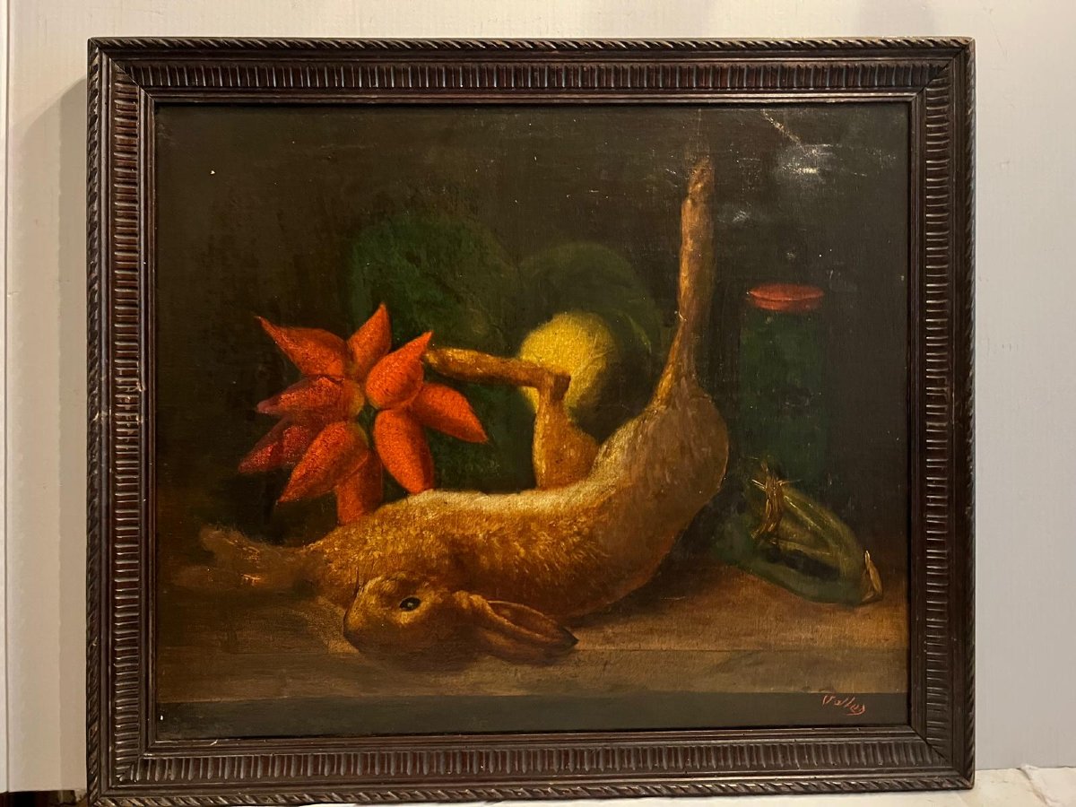 Deux Tableaux Pendant Nature Morte de Chasse anciennes 19 ème représentant un gibier à plumes. -photo-3