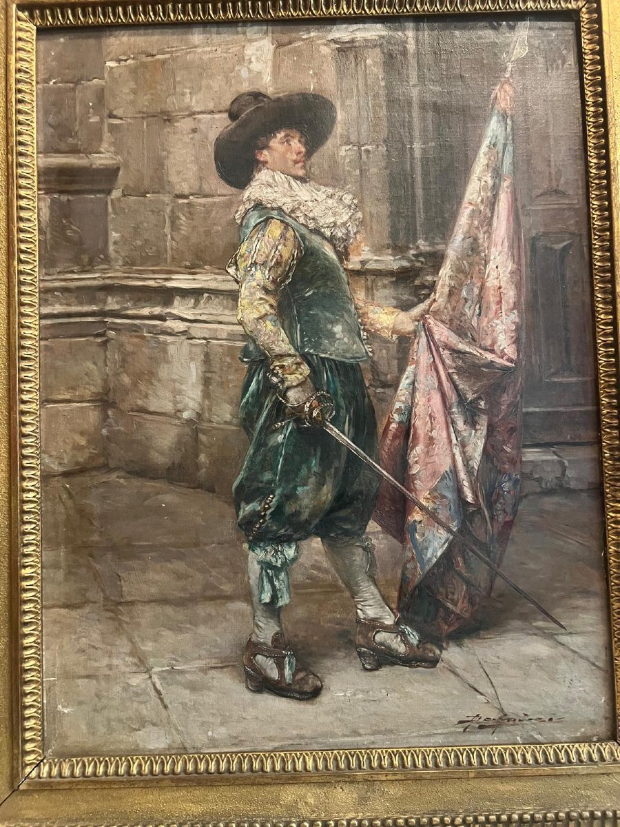 Tableau Homme de Cape et d'épée Signé Alex Andreis 1871 - 1939.-photo-2