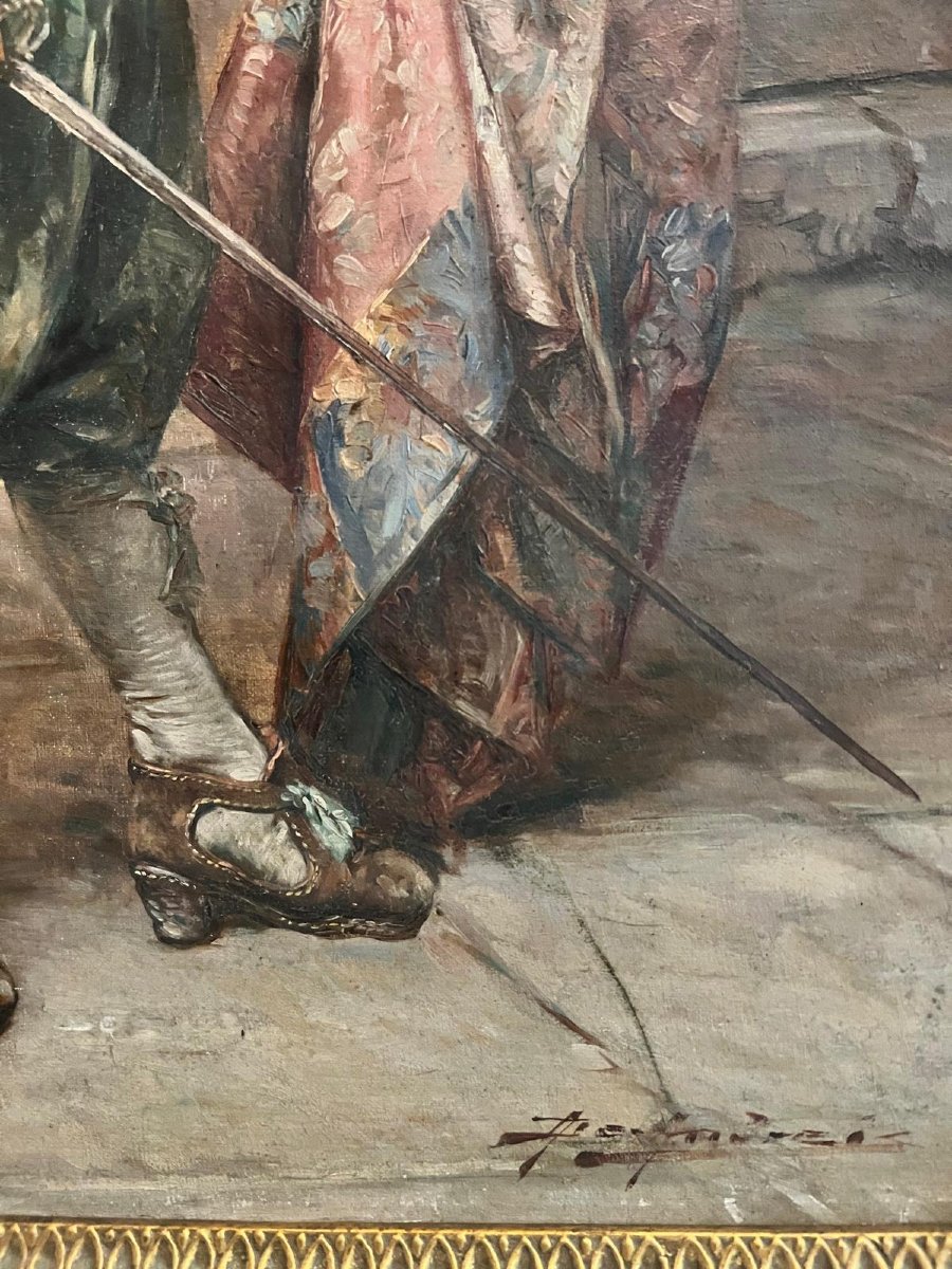 Tableau Homme de Cape et d'épée Signé Alex Andreis 1871 - 1939.-photo-4