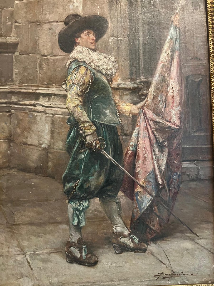 Tableau Homme de Cape et d'épée Signé Alex Andreis 1871 - 1939.-photo-1