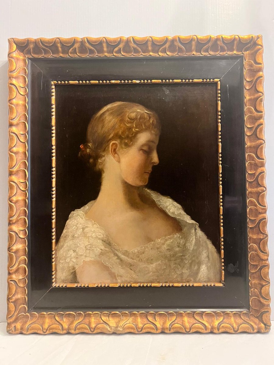 Painting: Portrait Of A Young Girl, Signed By Heinrich Ruland, 1866–1900, Oil On Canvas. 