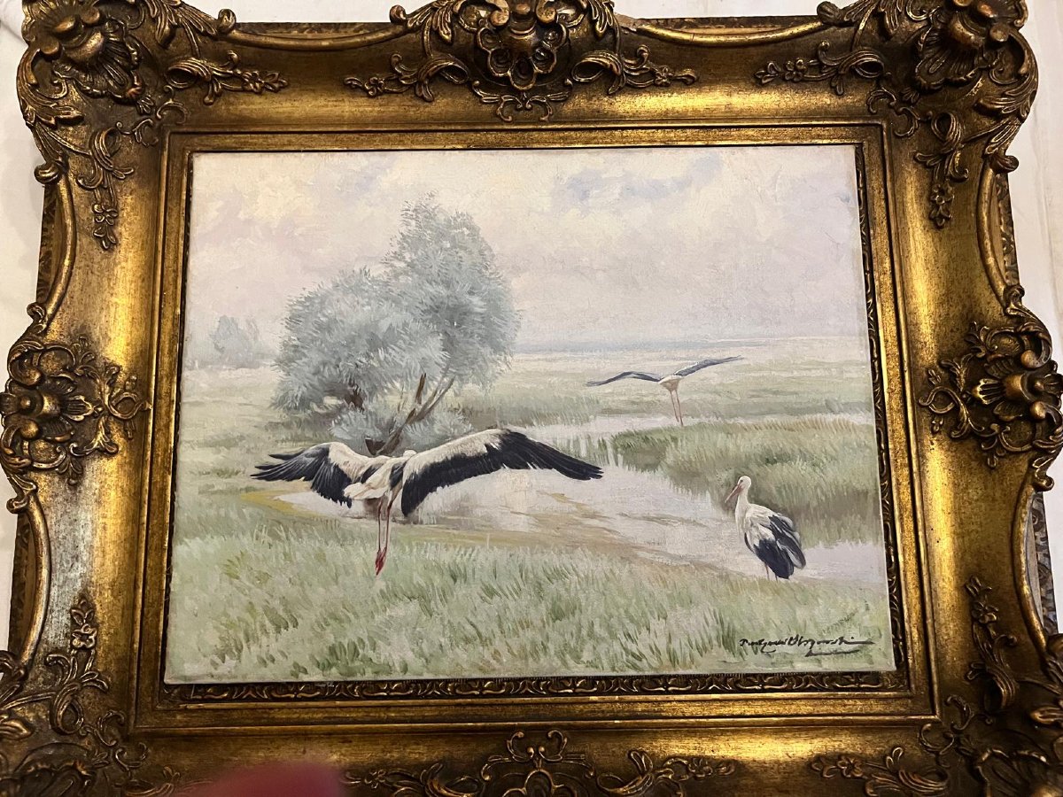 Tableaux Deux formant Pendant Signé Karl Eward Olszewski 1884-1965 Beaux Cadres Huile sur toile-photo-1
