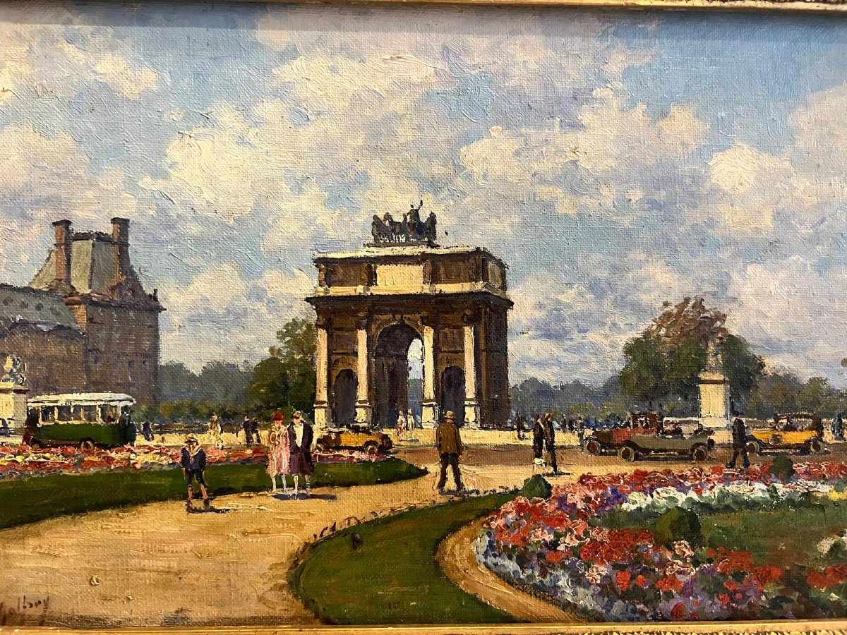 Tableau Vue de la Place du Carrousel à Paris Signé Henry Malfroy  1895-1944 Huile sur toile. -photo-3