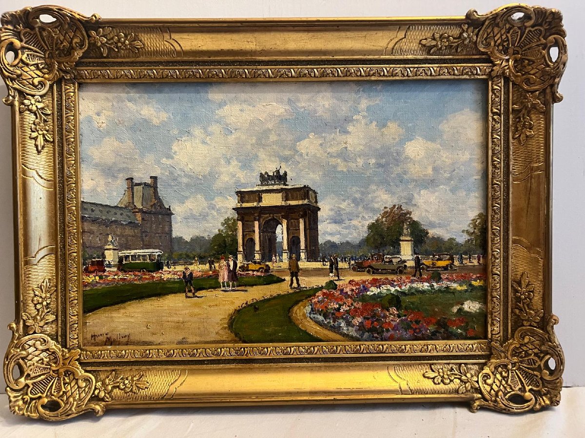 Tableau Vue de la Place du Carrousel à Paris Signé Henry Malfroy  1895-1944 Huile sur toile. 