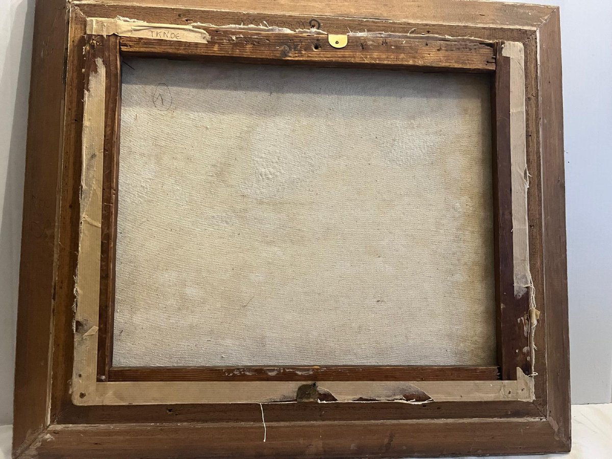 Tableau  Pêcheur en Bretagne Signé Illisible Huile sur Toile. -photo-4