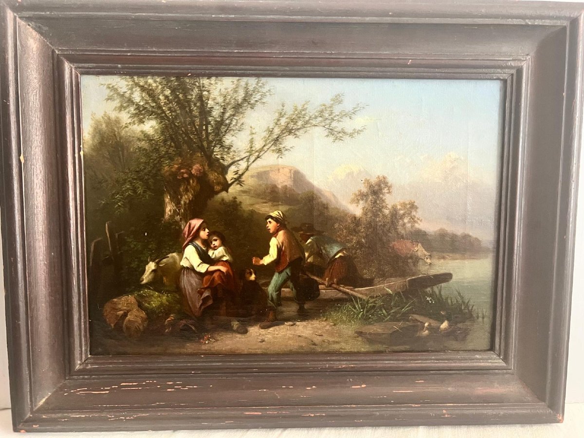 Painting By Ferdinand Marohn (1839–1865): The Whole Family Awaits The Return From The Fishing Trip. -photo-2
