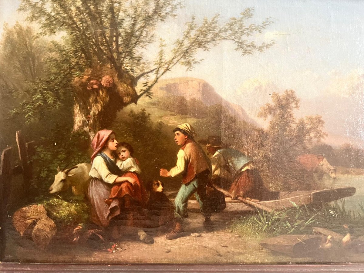 Painting By Ferdinand Marohn (1839–1865): The Whole Family Awaits The Return From The Fishing Trip. -photo-1