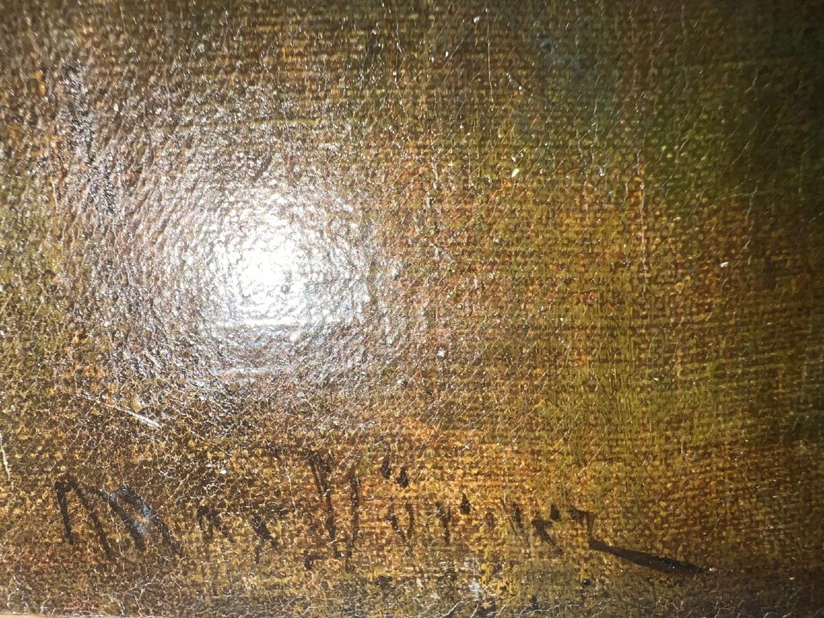 Tableau  Paysage Signé  Max Doerner  1870-1939  Huile sur toile. -photo-4