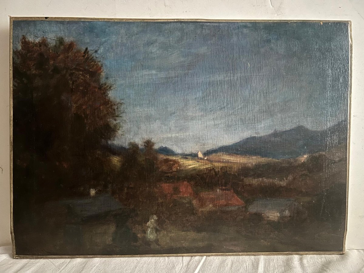 Tableau  Paysage Signé  Max Doerner  1870-1939  Huile sur toile. 