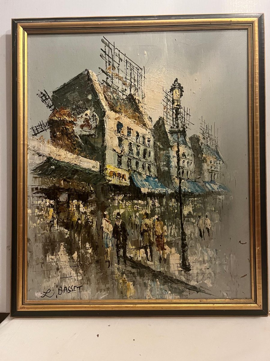Tableau Le Moulin Rouge à Paris Signé Louis Basset  1948.-photo-4