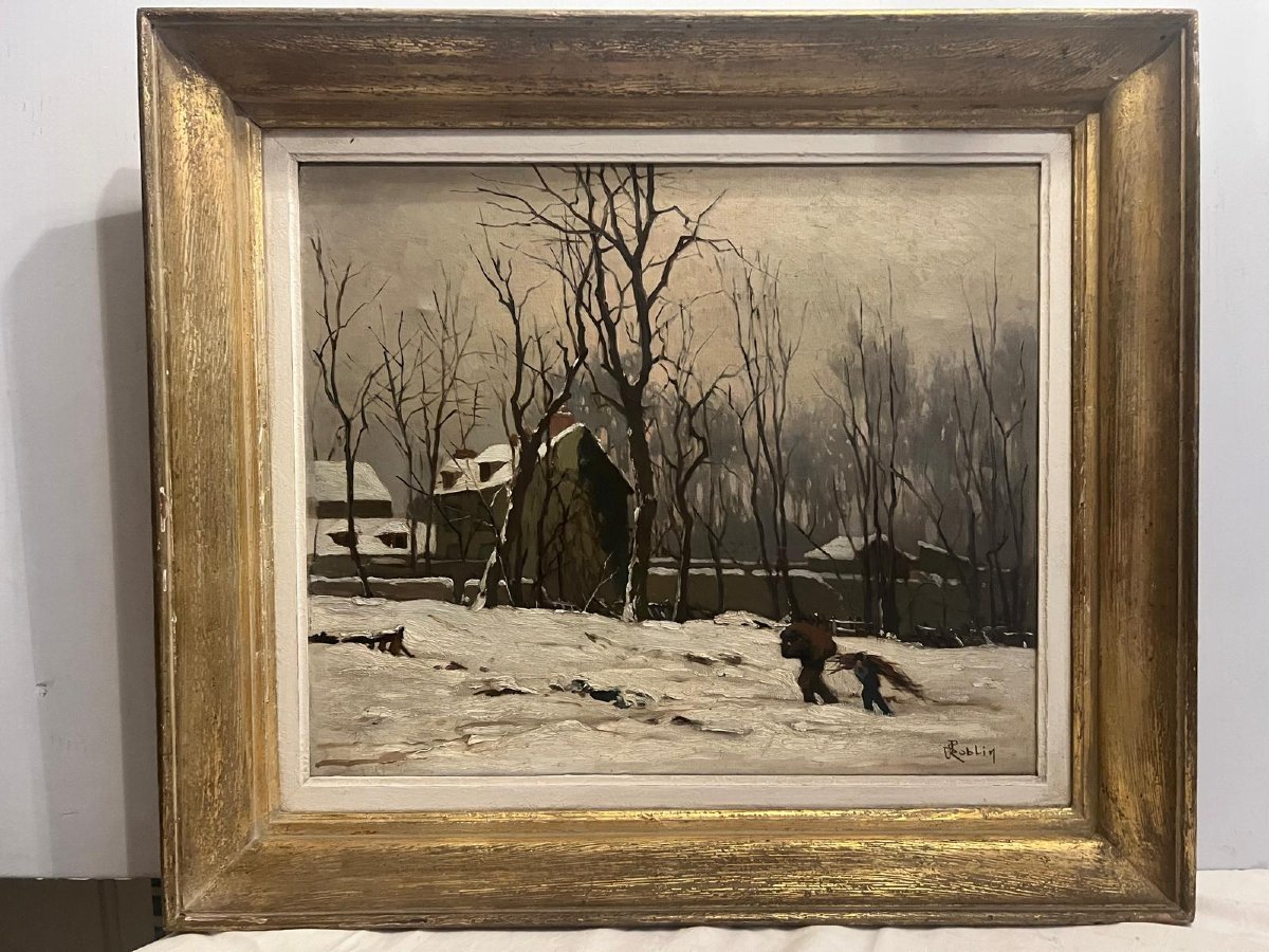 Painting Titled “snow At Chatillon: The Seine River” By Pierre Robin, A Painter Born In The 19th Century. 