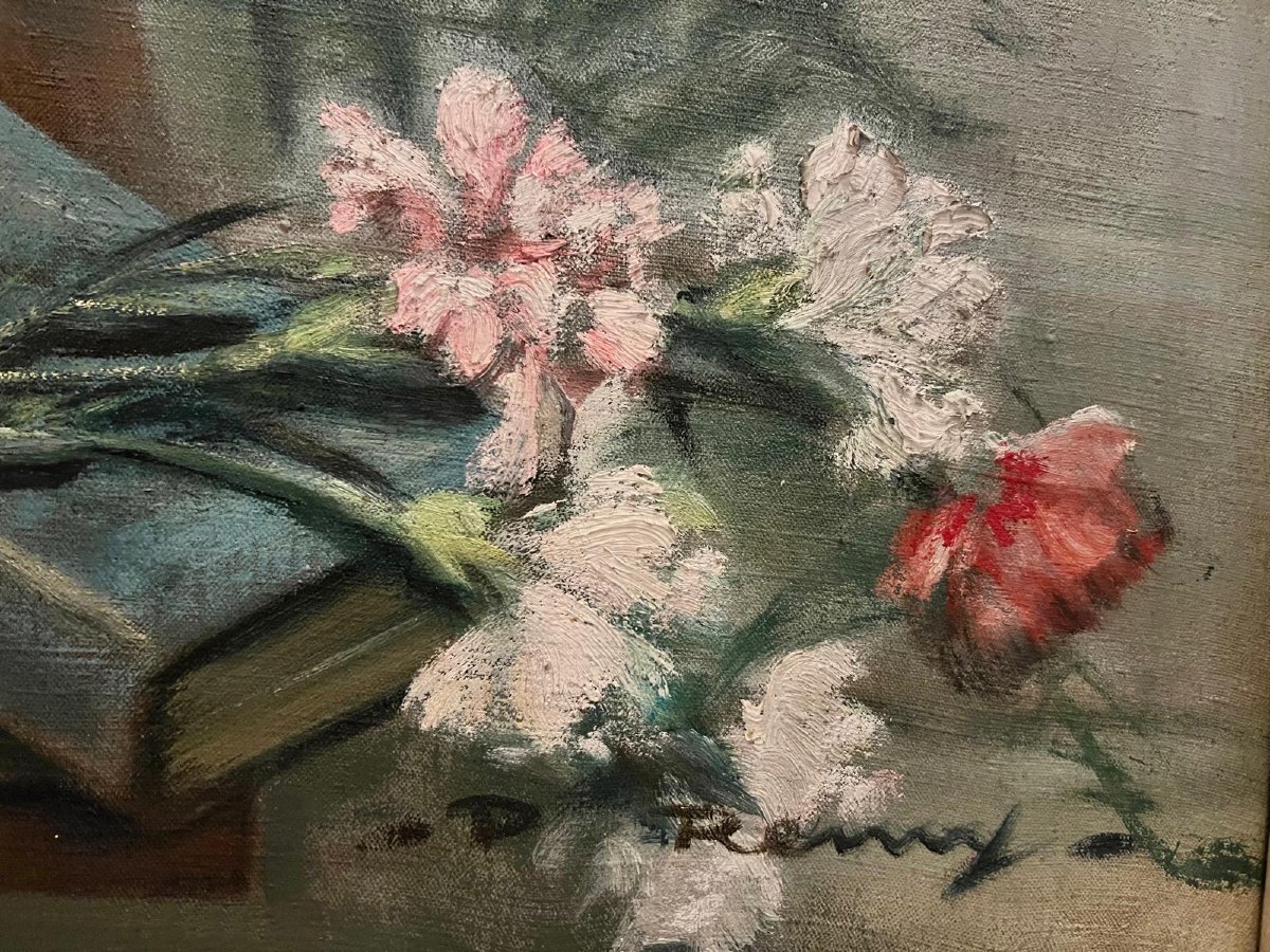 Tableau Vase de Fleurs Signé Paul Remy 1897-1981.-photo-1