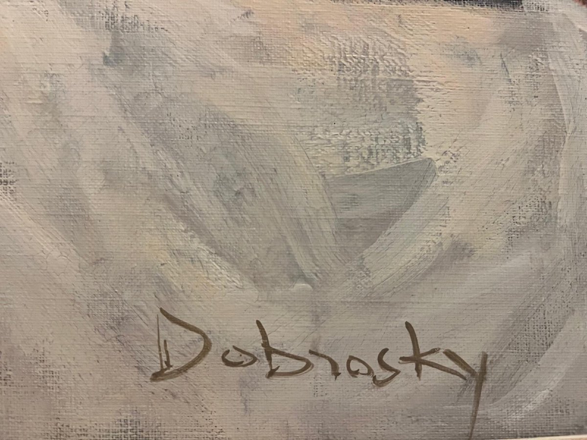 Tableau  jeune  Femme Nú  Signé Dobrosky  Huile sur toile. -photo-1