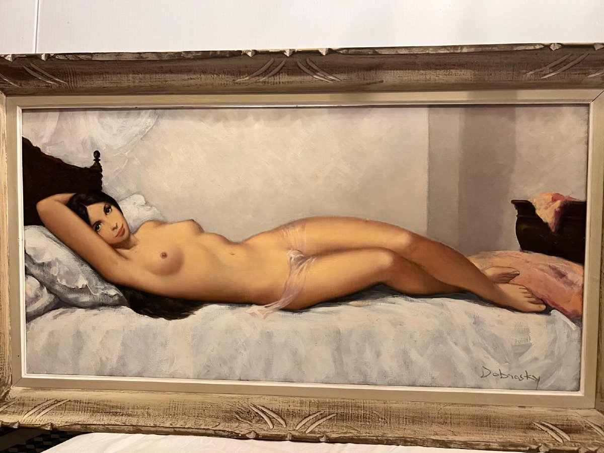 Tableau  jeune  Femme Nú  Signé Dobrosky  Huile sur toile. 
