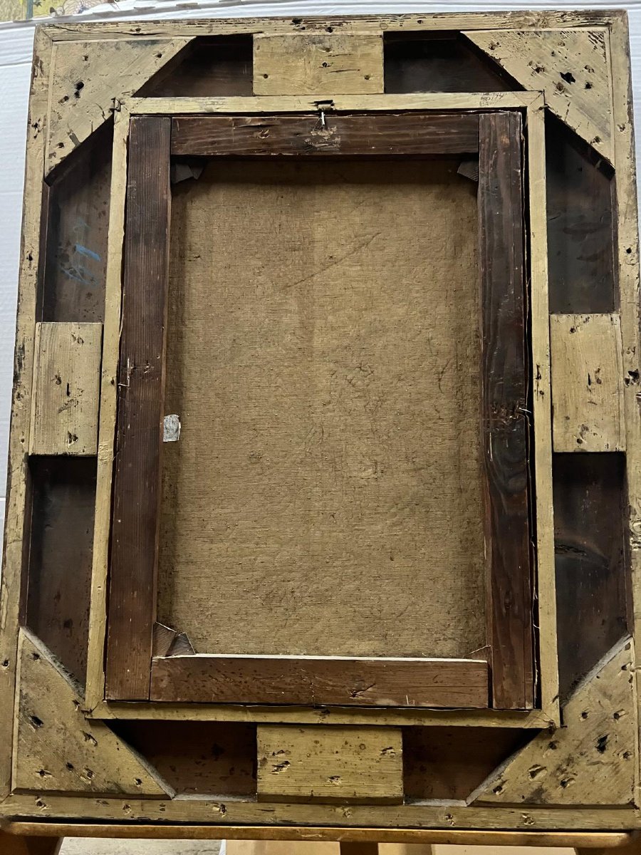 Tableau Signé A. SECOLA,  La Repriseuse près de l'auberge Huile sur toile. -photo-2