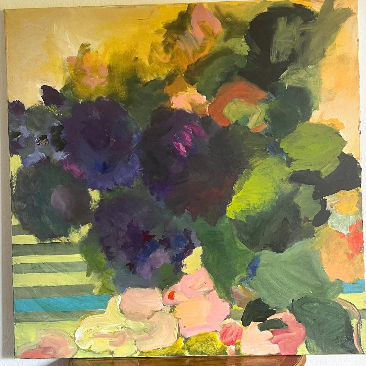 Painting: Abstract And Expressive Painting Featuring Flowers, Broad Brushstrokes, And Gestural Texture. -photo-2