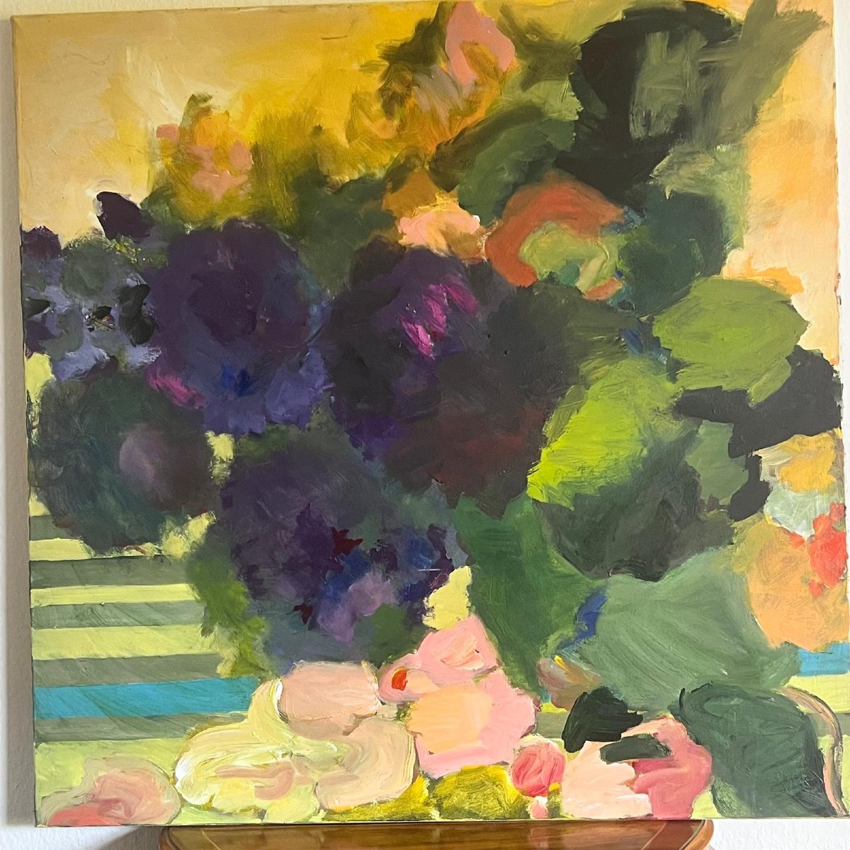 Painting: Abstract And Expressive Painting Featuring Flowers, Broad Brushstrokes, And Gestural Texture. -photo-3