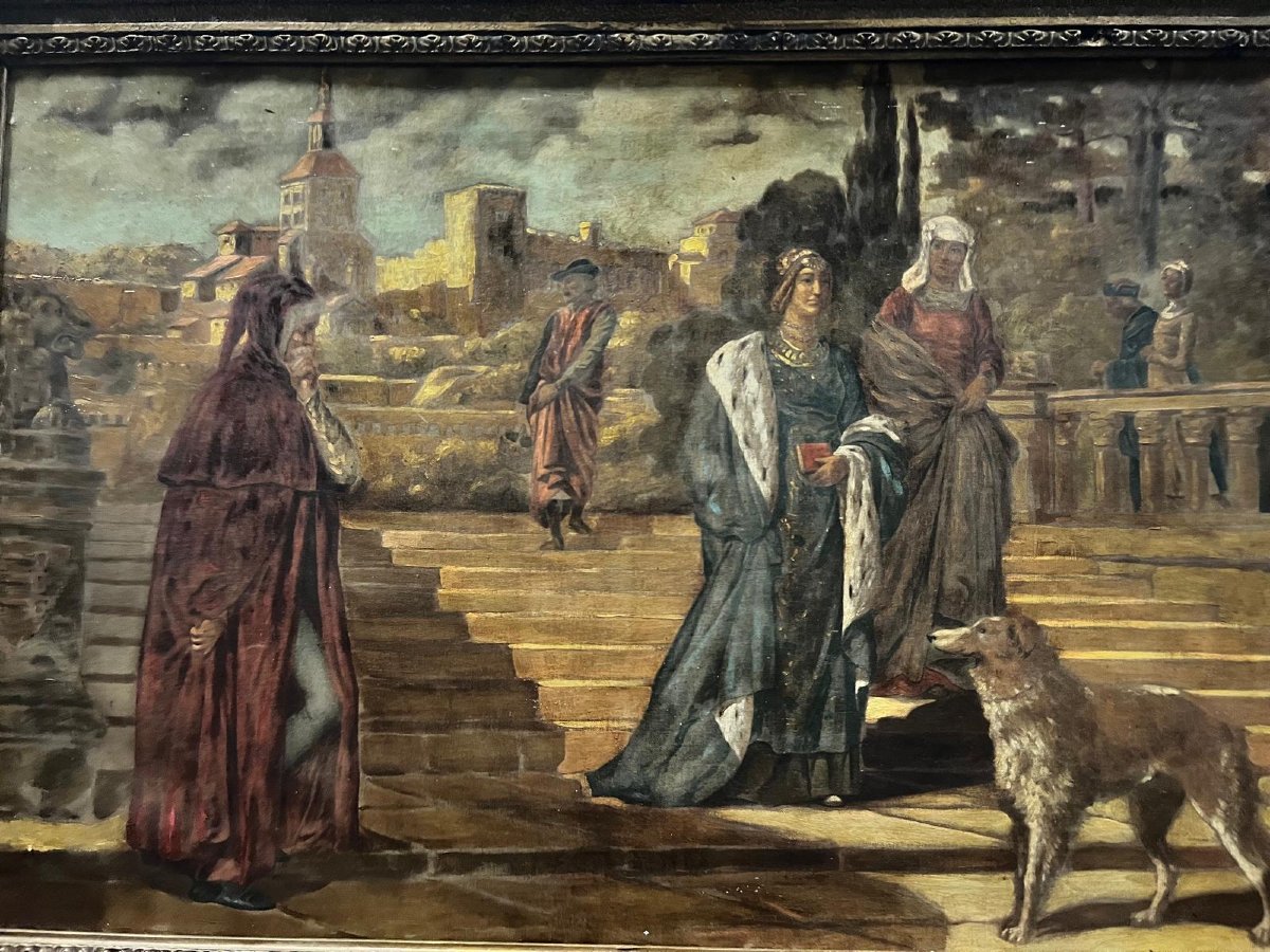 Tableau Promenade dans les jardins d'une Ville Italienne Signé  Cappeli. -photo-2