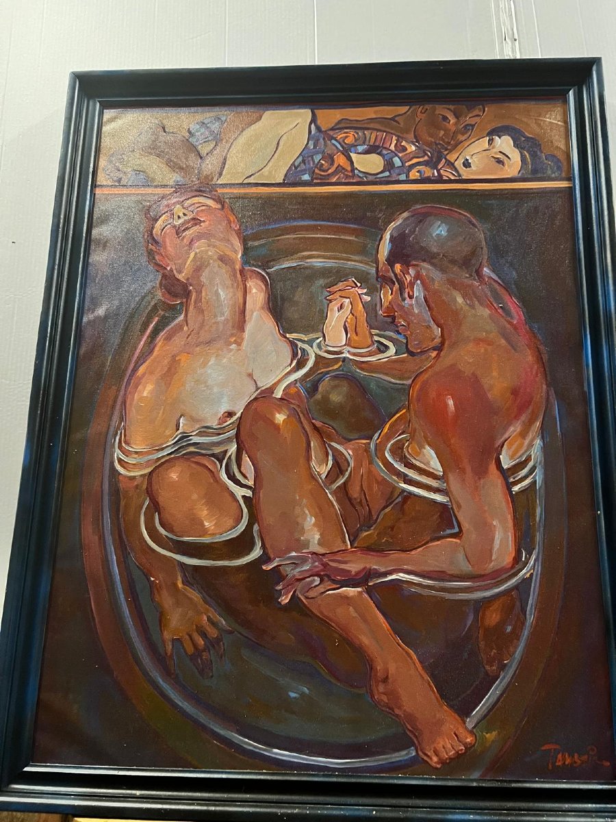 Tableau Signé Mauro Tambeiro Suiveur de Juarez Machado,  Dans le  Bain. 