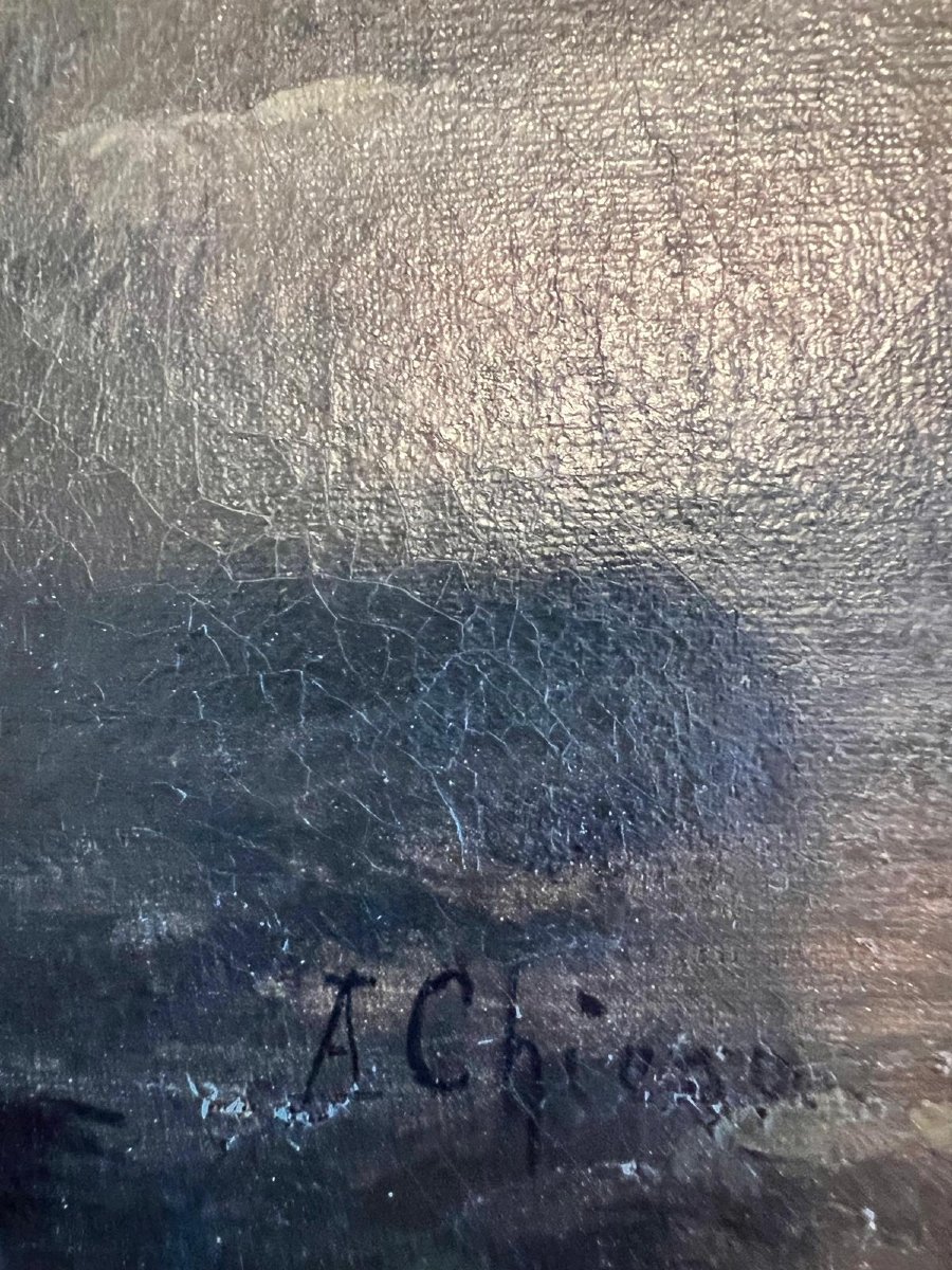19th-century Romantic Landscape Painting, Signed (illegible), Oil On Canvas—see Photos. -photo-3
