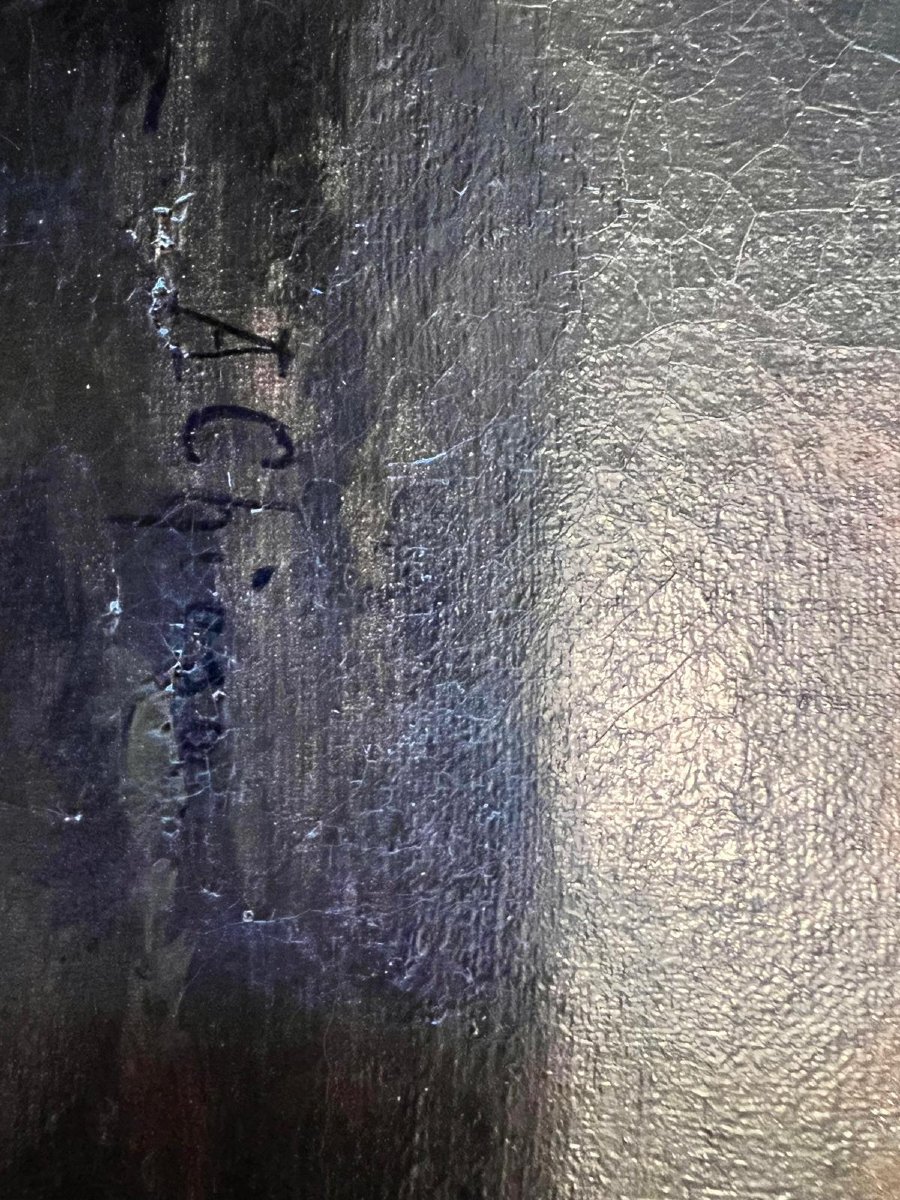 19th-century Romantic Landscape Painting, Signed (illegible), Oil On Canvas—see Photos. -photo-4