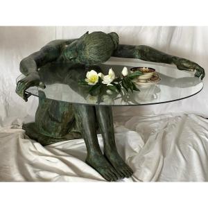 Table Salon, Femme Assise Bronze. 