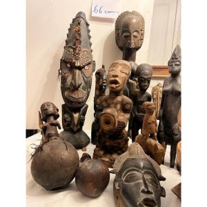 Collection De 20 Sculptures Africaine, 19 En Bois,une En Bronze. 