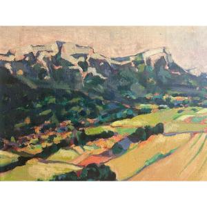 Tableau Signé M. Ronga . Paysage. 